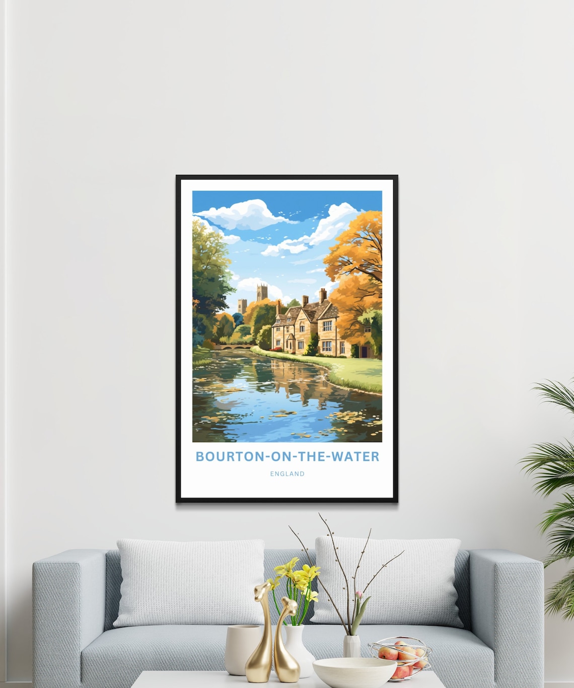 Bourton on the Water Cotswolds River Scene Travel Poster England Decor - Image 3