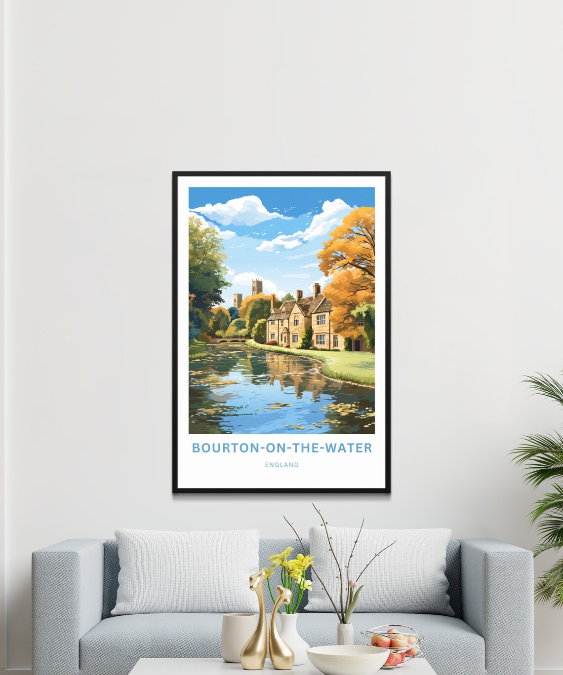 Personalized Bourton on the Water Cotswolds Travel Poster with Text - Image 3