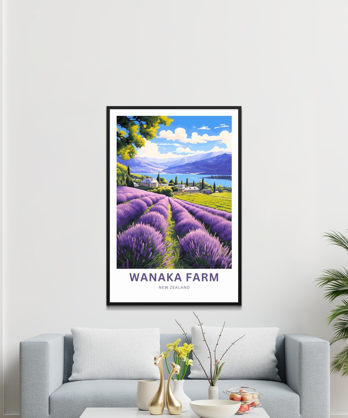 Wanaka Farm New Zealand Lavender Fields Custom Art Travel Poster - Image 3