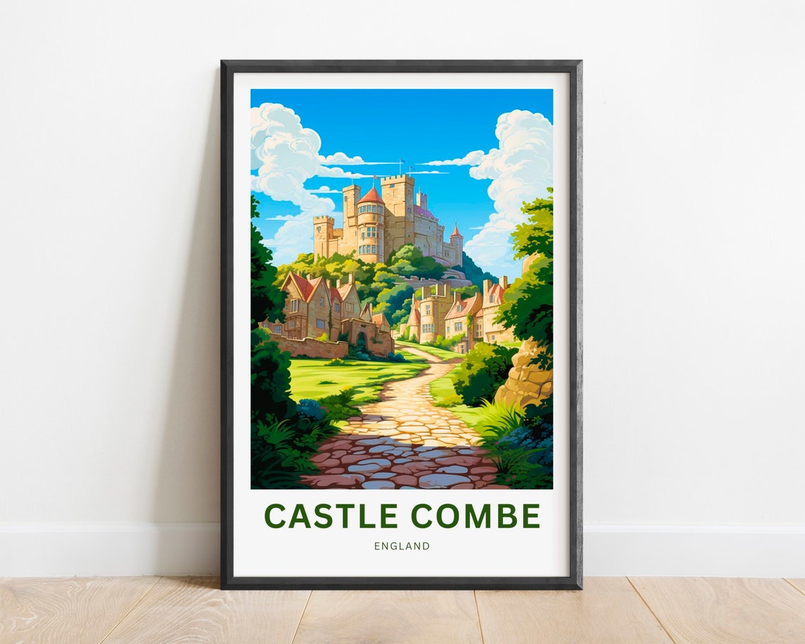 Castle Combe England Village Vintage Travel Poster Cotswolds Charm