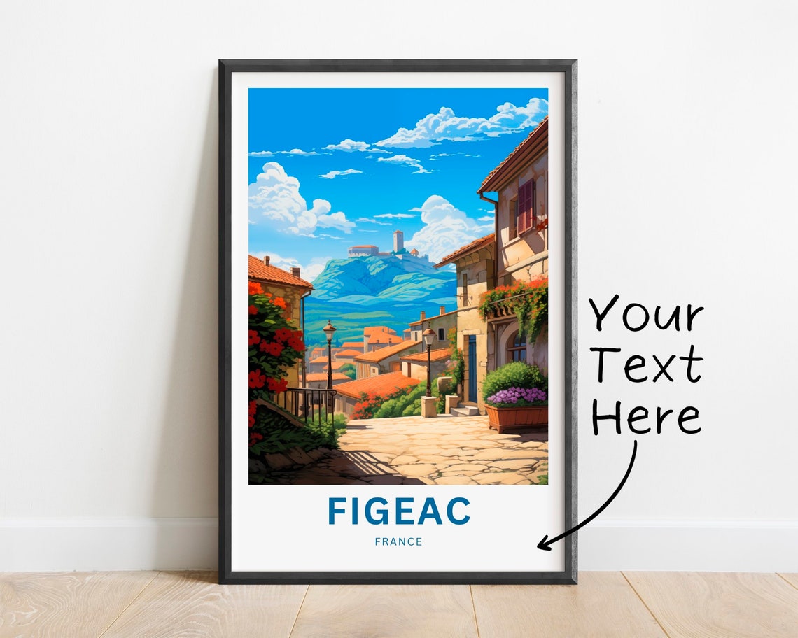 Figeac France Cobblestone Street Hilltop Castle Personalized Poster