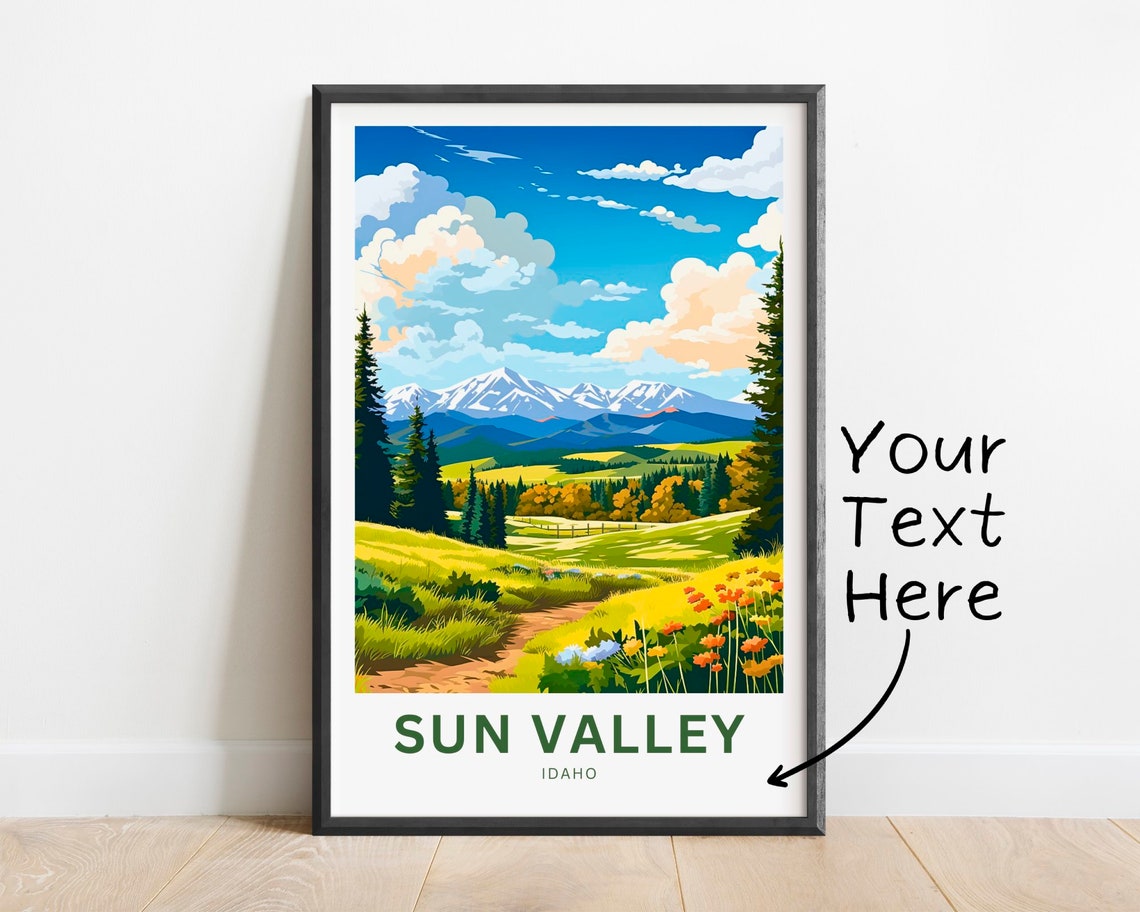 Personalized Sun Valley Idaho Wildflower Meadow Custom Text Poster