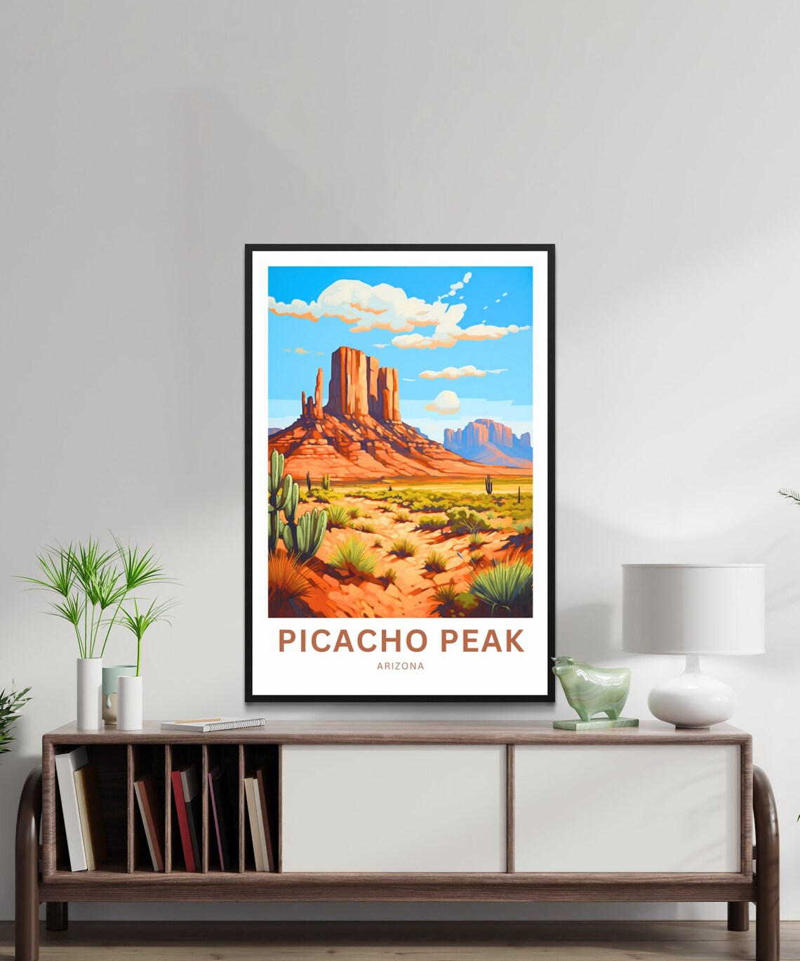 Picacho Peak Arizona Desert Red Rock Butte Cactus Travel Poster - Image 2