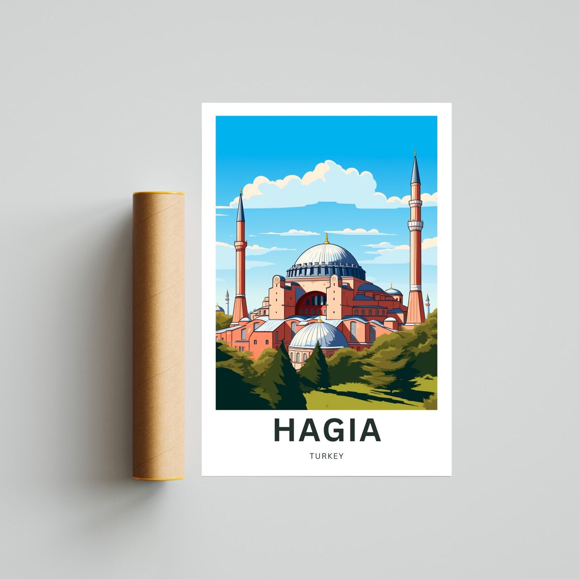 Hagia Turkey Grand Mosque Vintage Style Personalized Travel Poster - Image 4