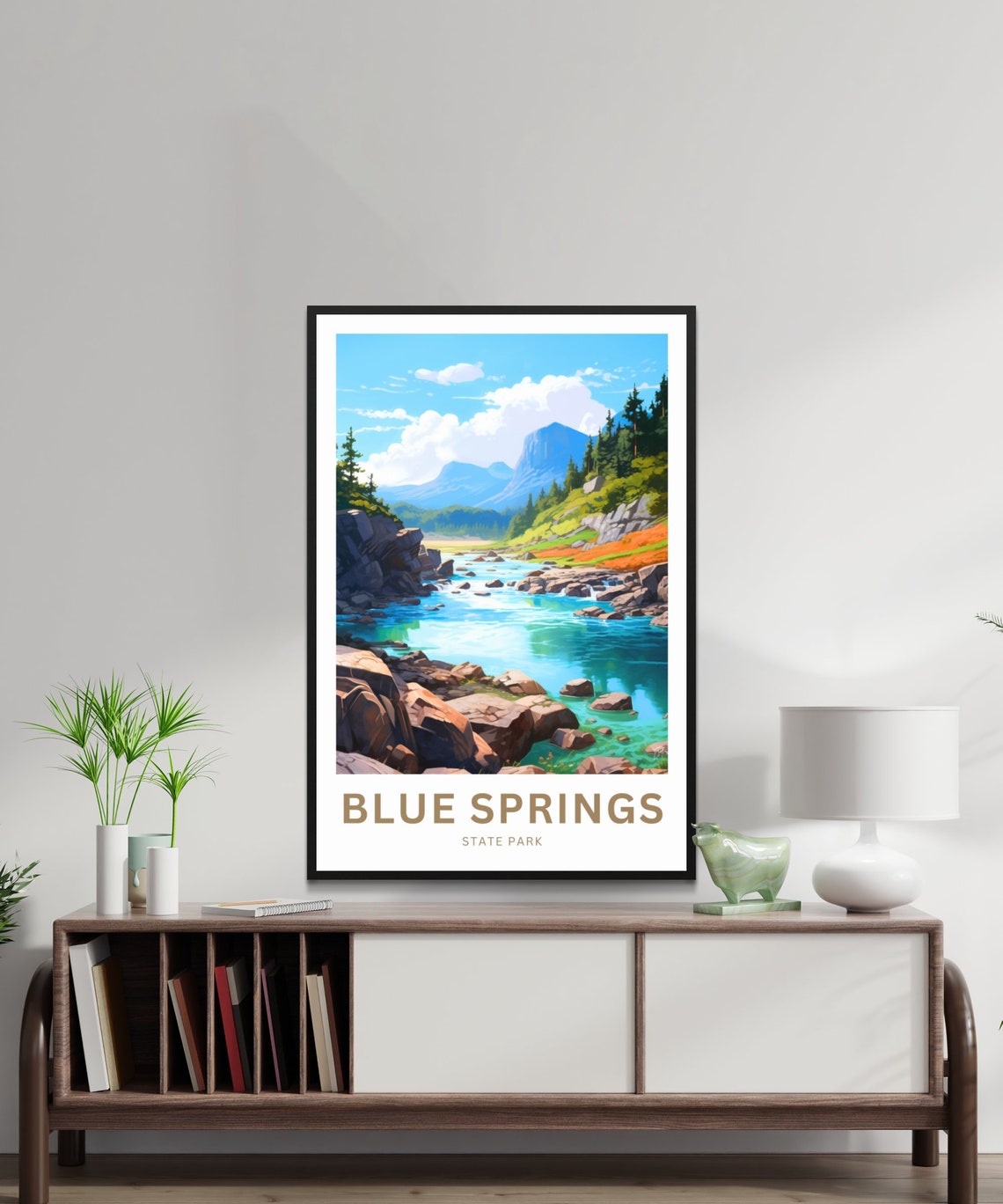 Blue Springs Personalized Travel Poster River Gorge Custom Text Art - Image 2
