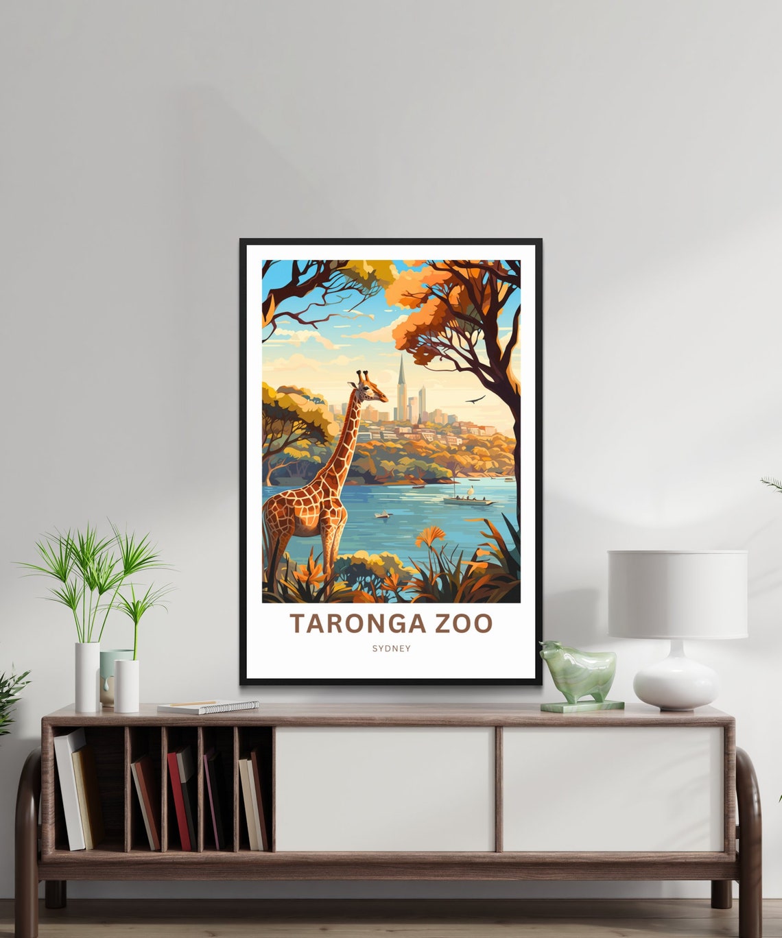 Taronga Zoo Sydney Giraffe Harbor Skyline View Travel Poster - Image 2