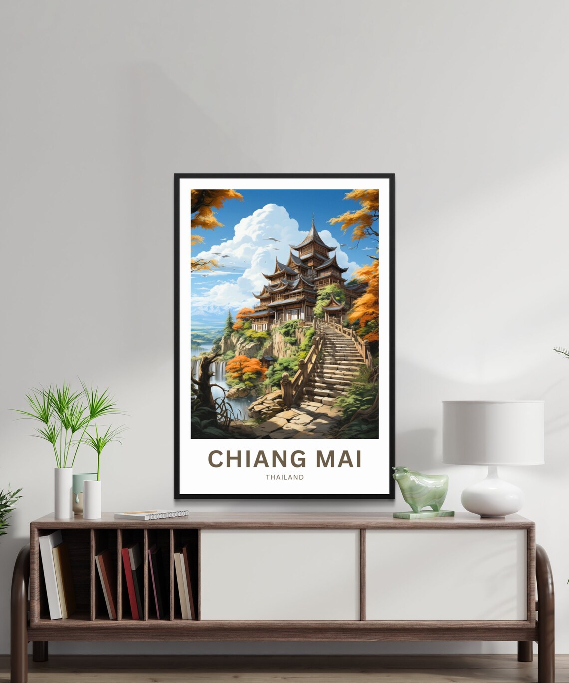 Chiang Mai Thailand Personalized Temple Cliff Waterfall Travel Poster - Image 2
