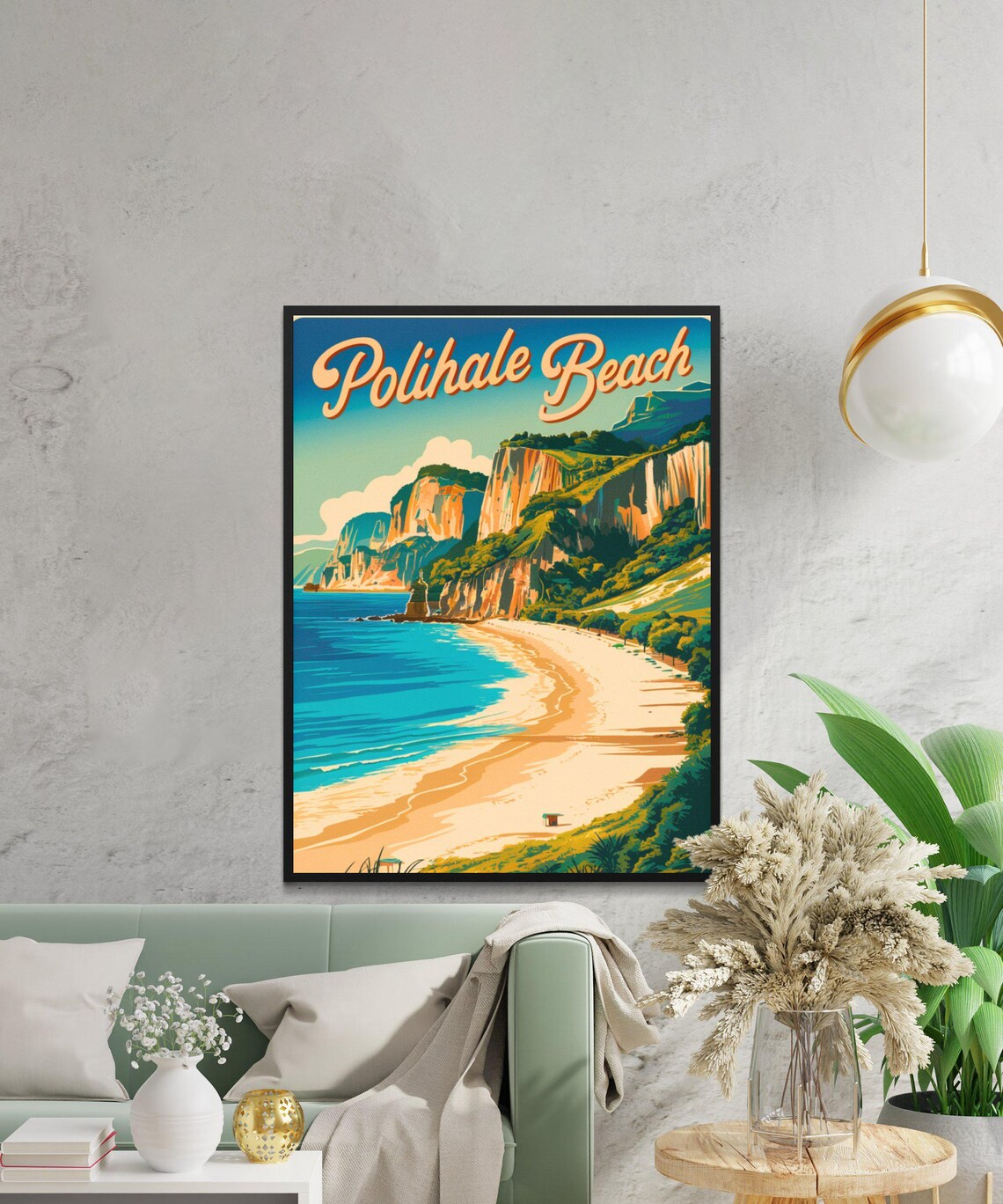 Polihale Beach Vintage Travel Poster, Hawaii Landscape - Image 3