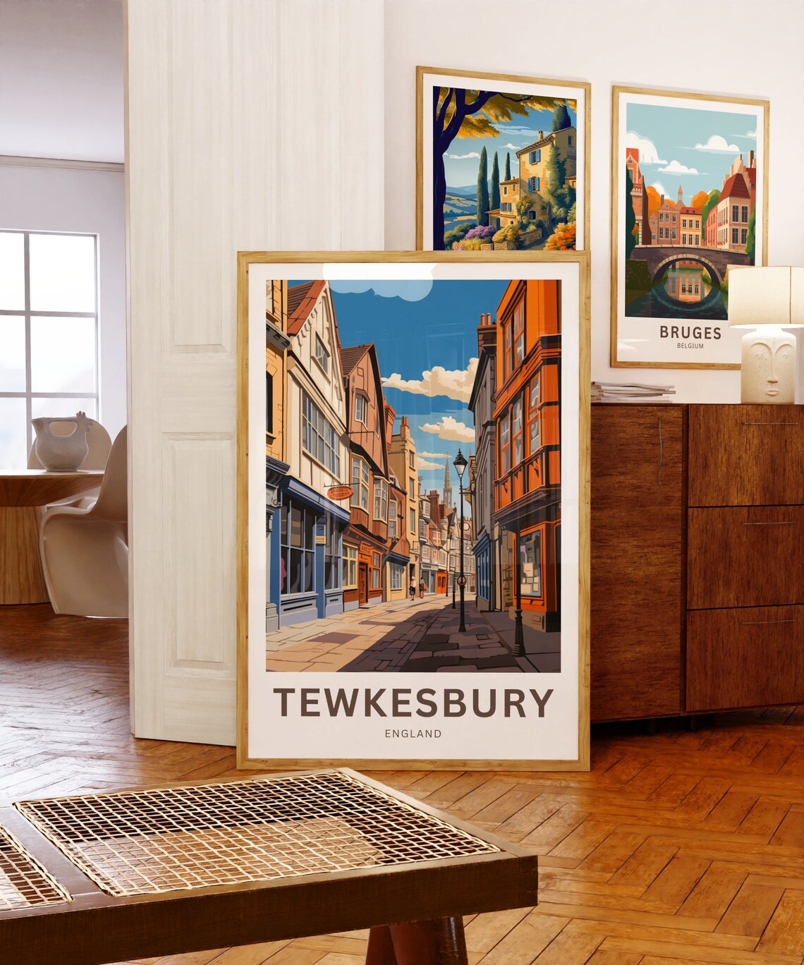 Tewkesbury England Colorful Historic Shops Street Travel Poster - Image 5