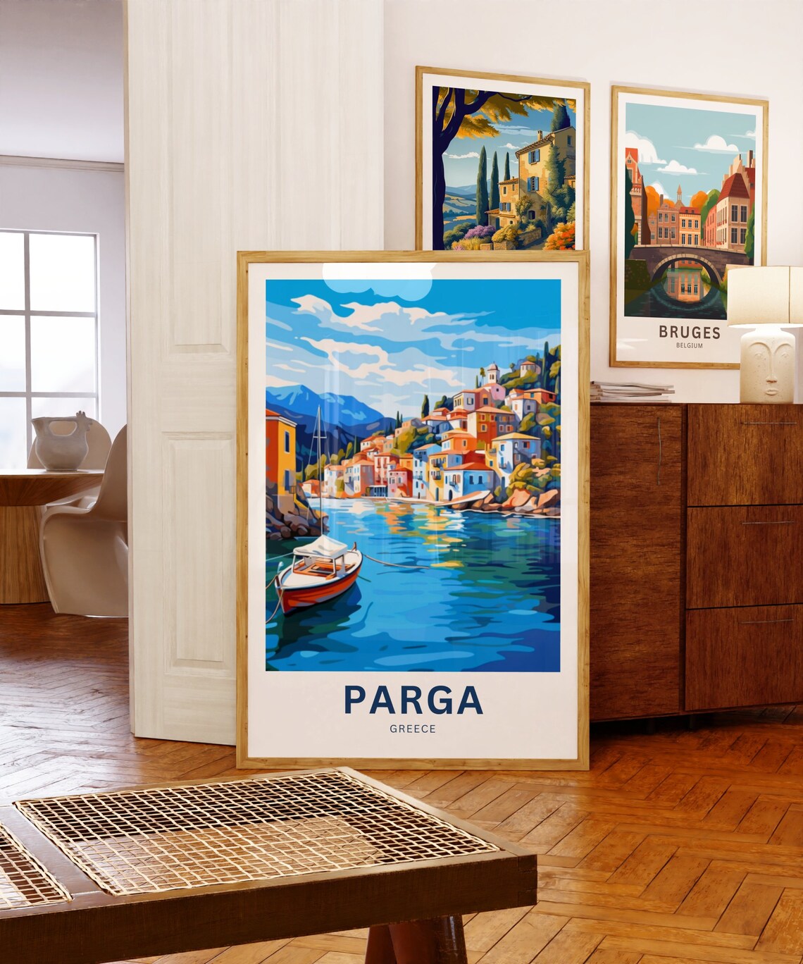 Personalized Parga Greece Harbor Town Fishing Boat Cheerful Poster - Image 5