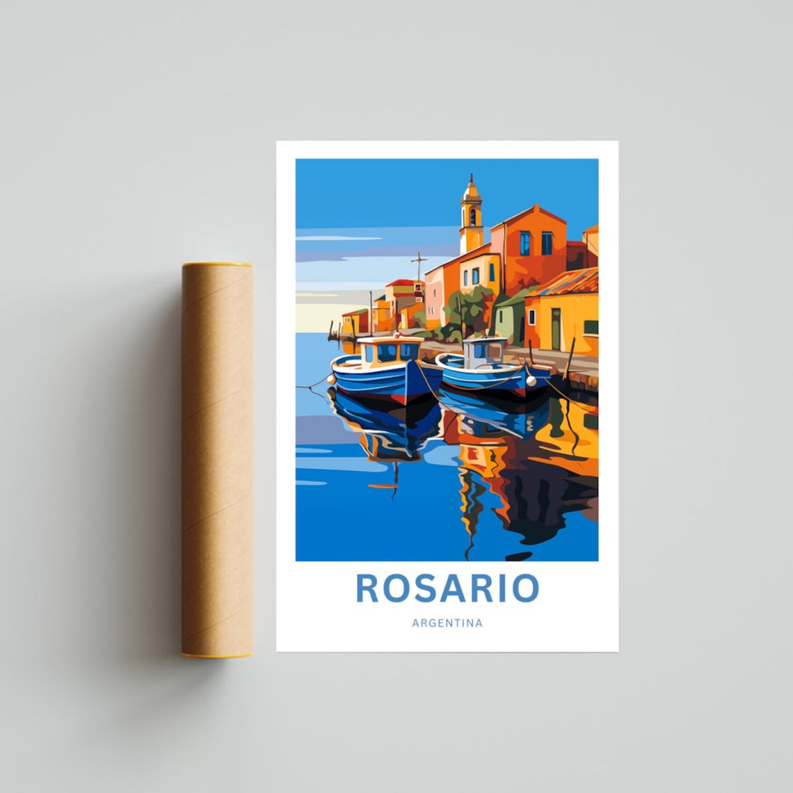 Rosario Argentina Harbor Boats Colorful Waterfront Travel Poster - Image 4