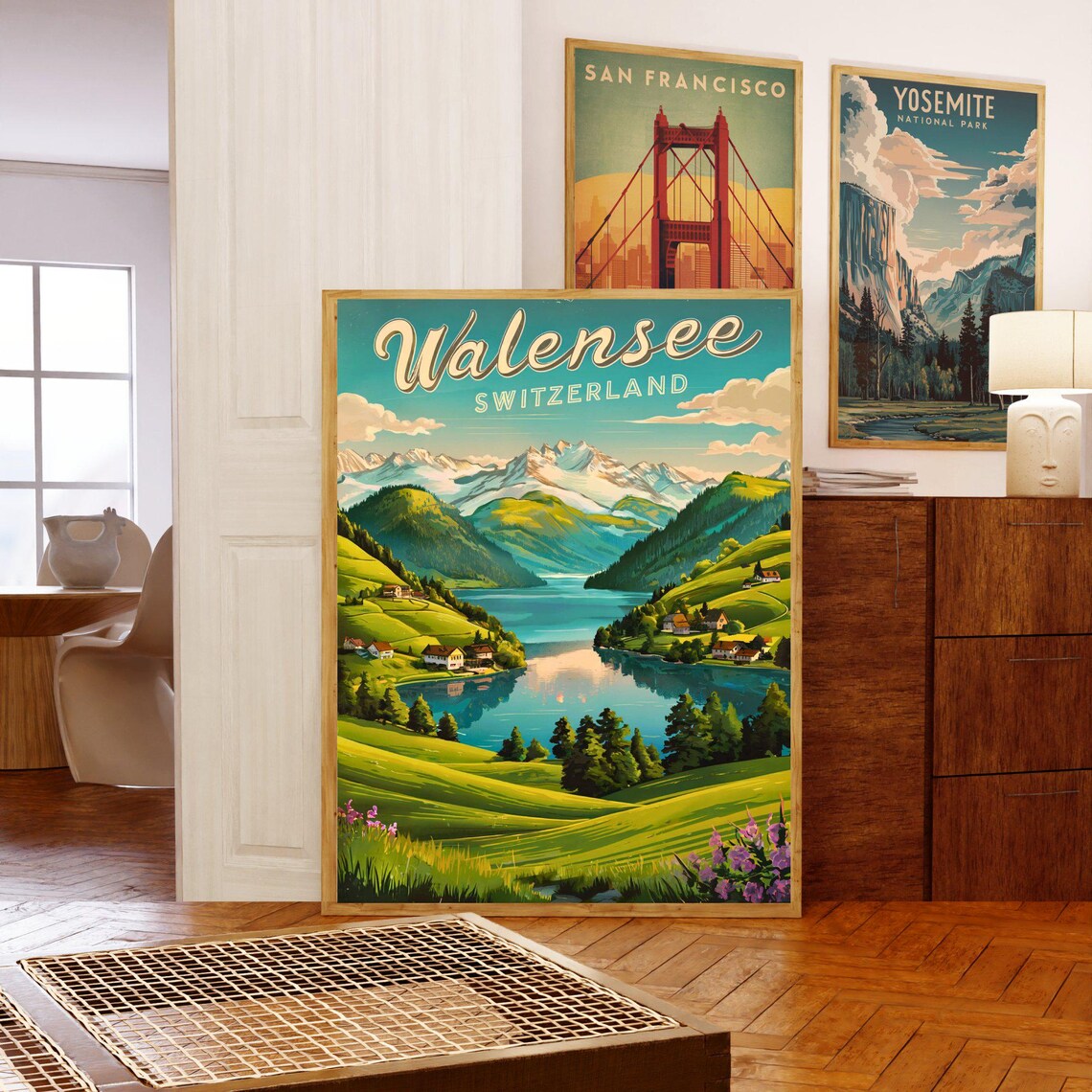 Walensee Switzerland Alpine Lake Valley Snowy Mountain Peaks Poster - Image 5