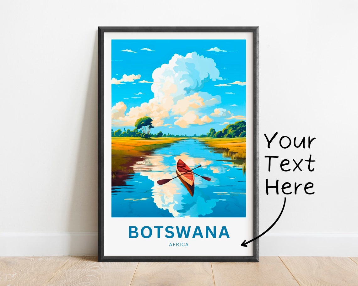 Personalized Botswana Travel Print Botswana Poster Africa Wall Art Framed Present Gift Africa Present