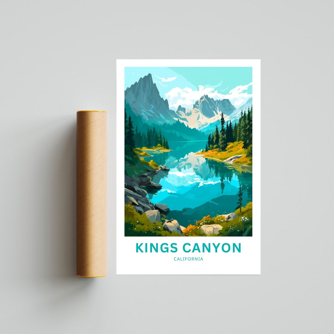 Kings Canyon California Alpine Lake Reflection Travel Poster - Image 4