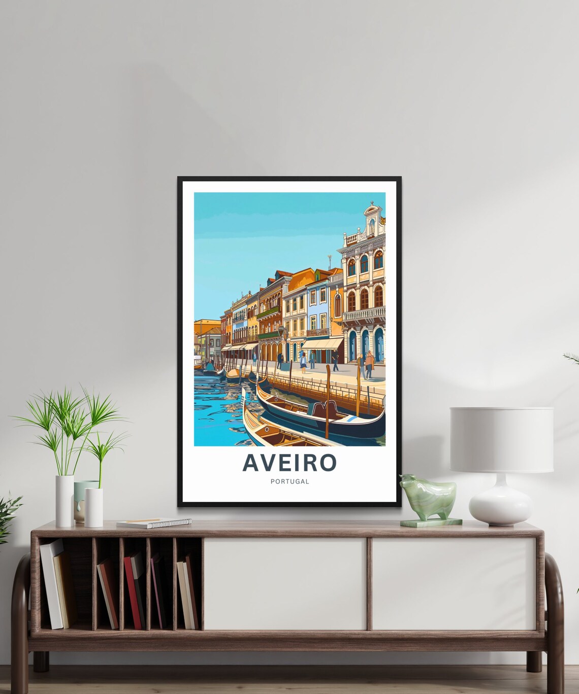 Aveiro Portugal Canal Colorful Houses Gondolas Retro Travel Poster - Image 2