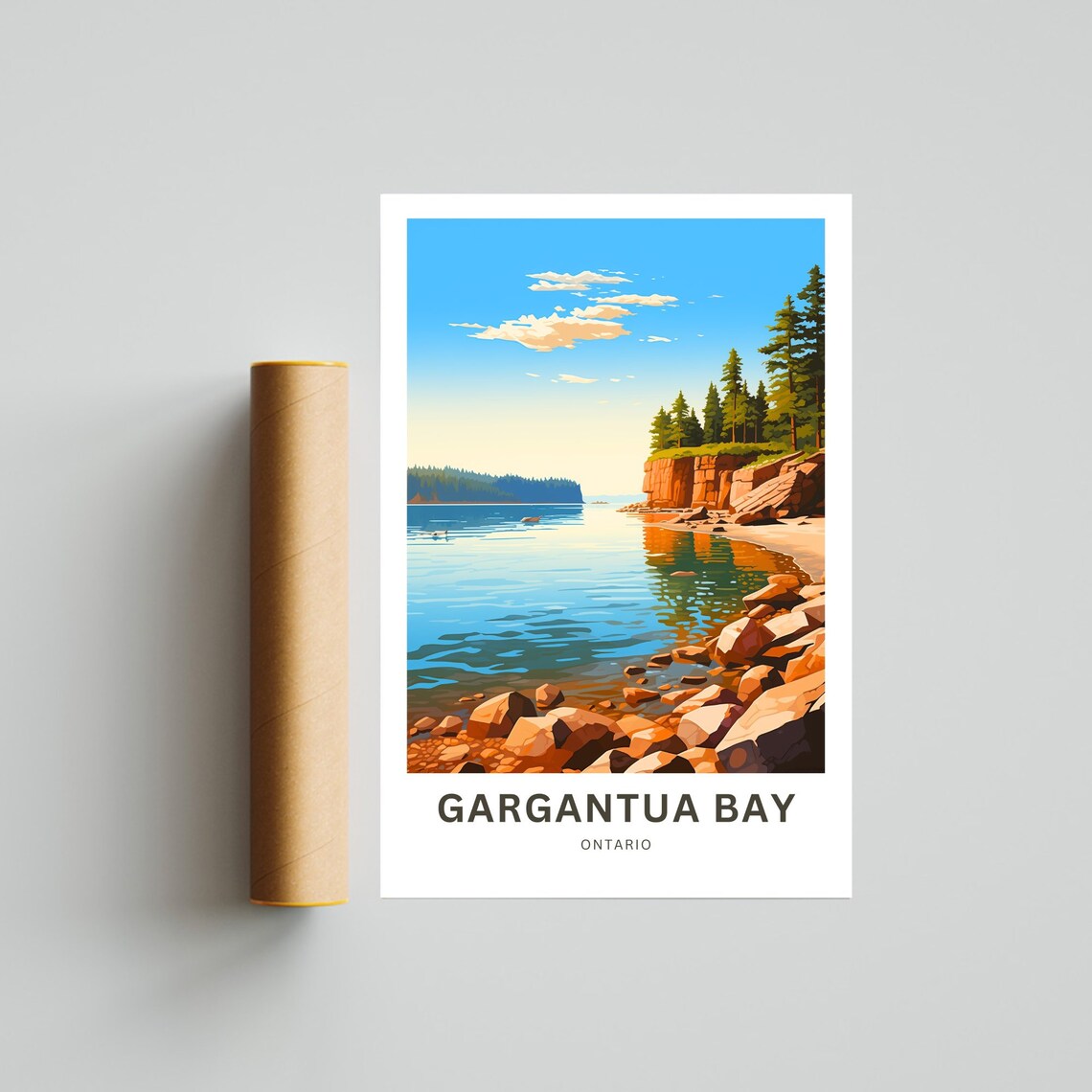 Gargantua Bay Ontario Rocky Shoreline Calm Blue Water Travel Poster - Image 4