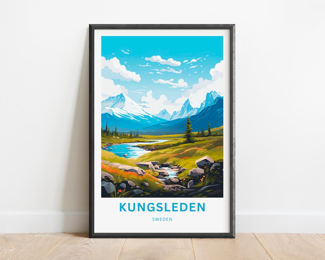 Kungsleden Sweden Minimalist Mountain Landscape Art Print