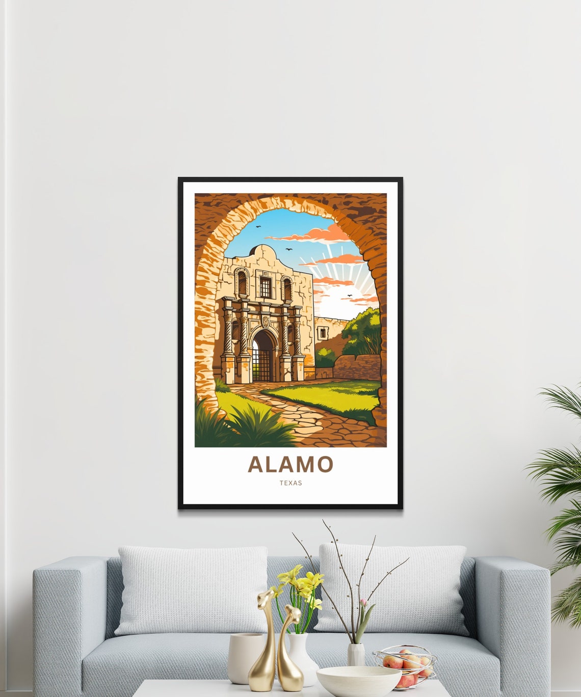 Alamo Texas Stone Arch Sunset View Personalized San Antonio Poster - Image 3