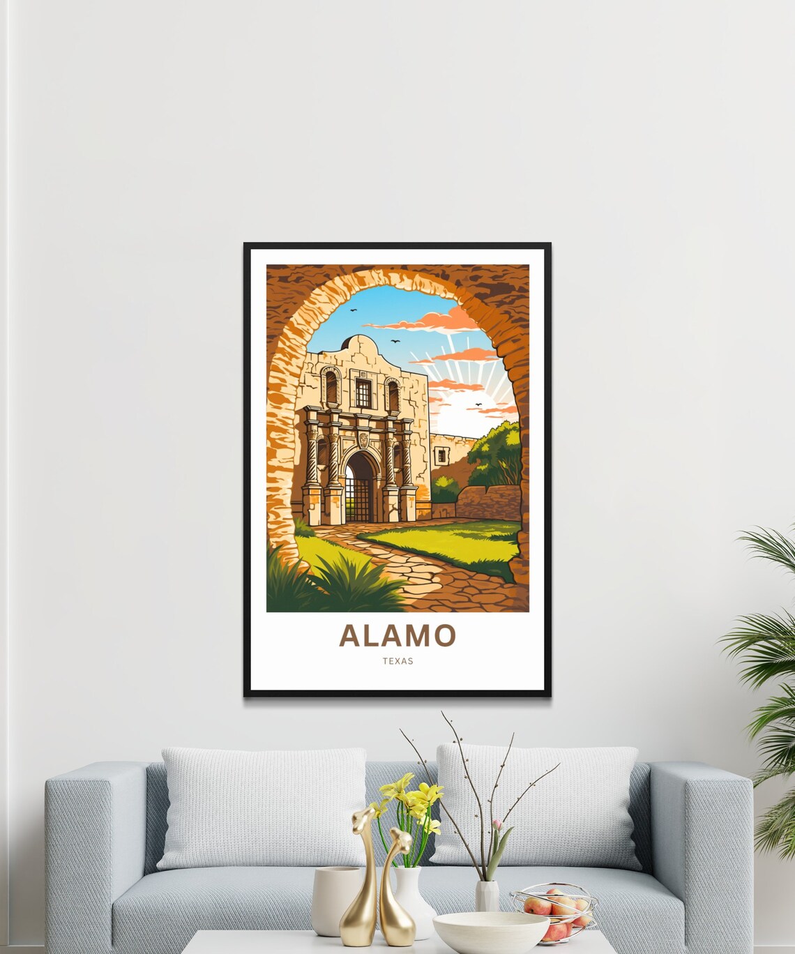 Alamo Texas View Through Stone Arch San Antonio Landmark Travel Poster - Image 3