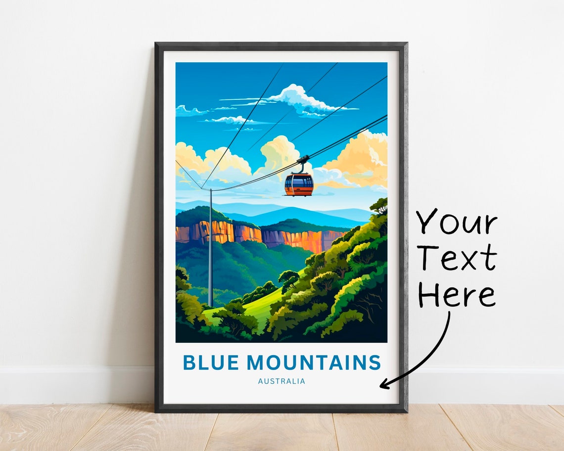 Blue Mountains Australia Cableway Escarpment Vista Custom Text Poster