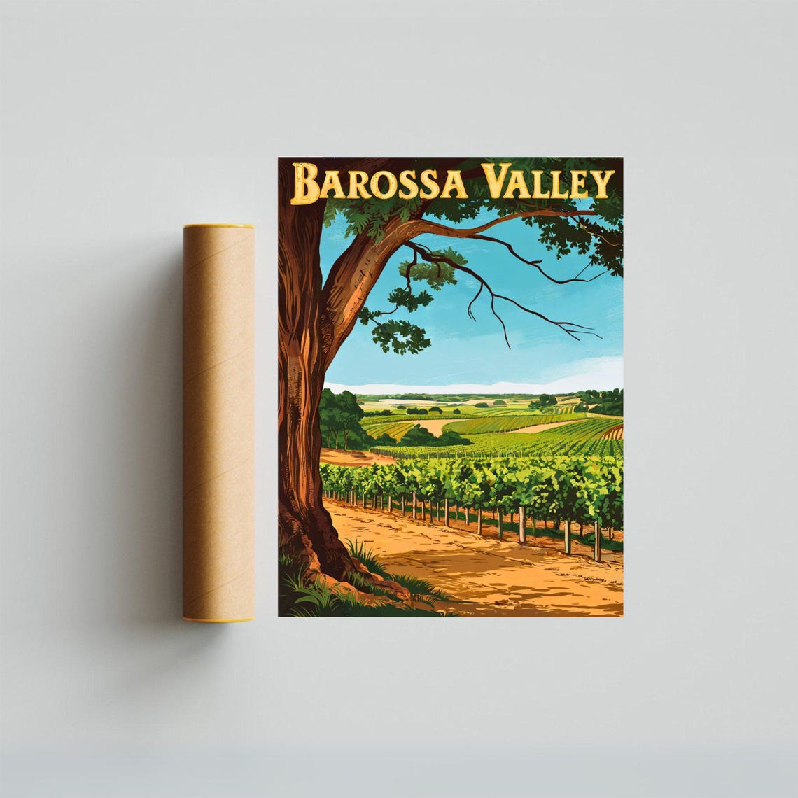 Barossa Valley Vintage Poster with Ancient Tree Overlooking Vineyard - Image 4