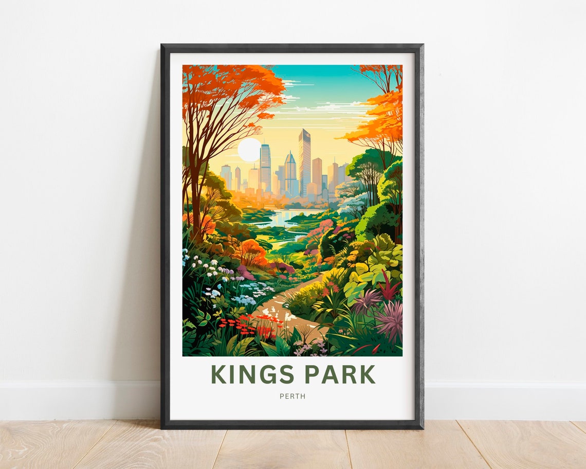Kings Park Perth Customizable Sunset Garden Travel Poster Artwork