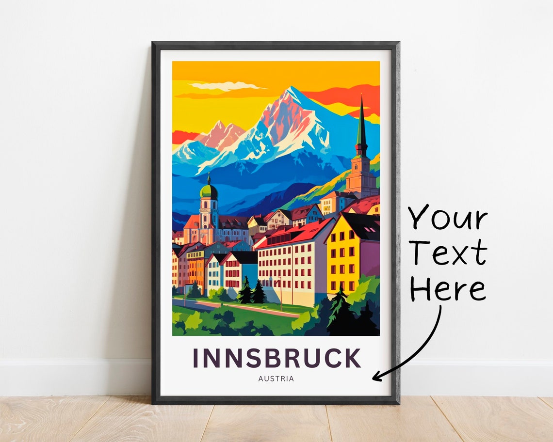 Innsbruck Austria Alpine Town Mountains Personalized Travel Poster