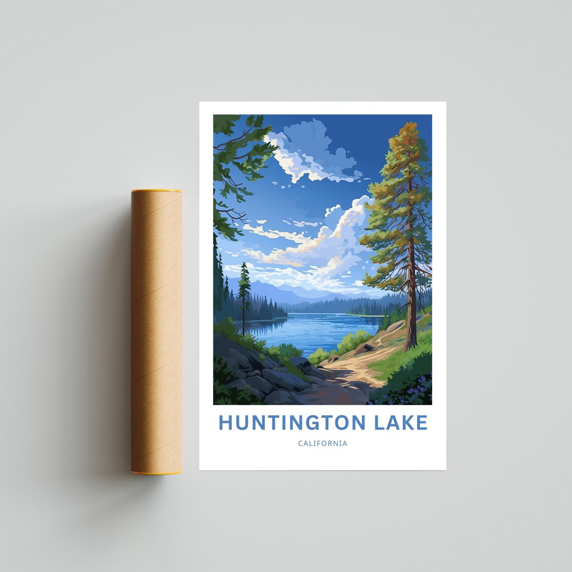 Huntington Lake California Pine Forest Trail Lakeside View Poster - Image 4
