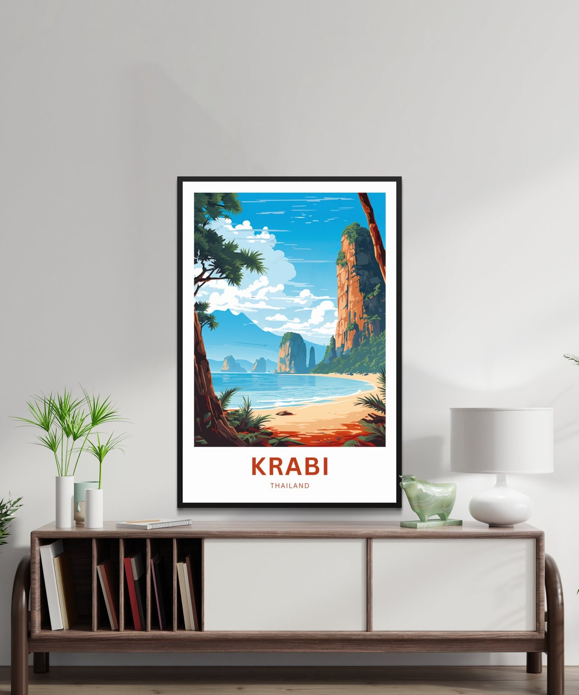 Krabi Thailand Tropical Beach Palm Cliffs Personalized Poster - Image 2