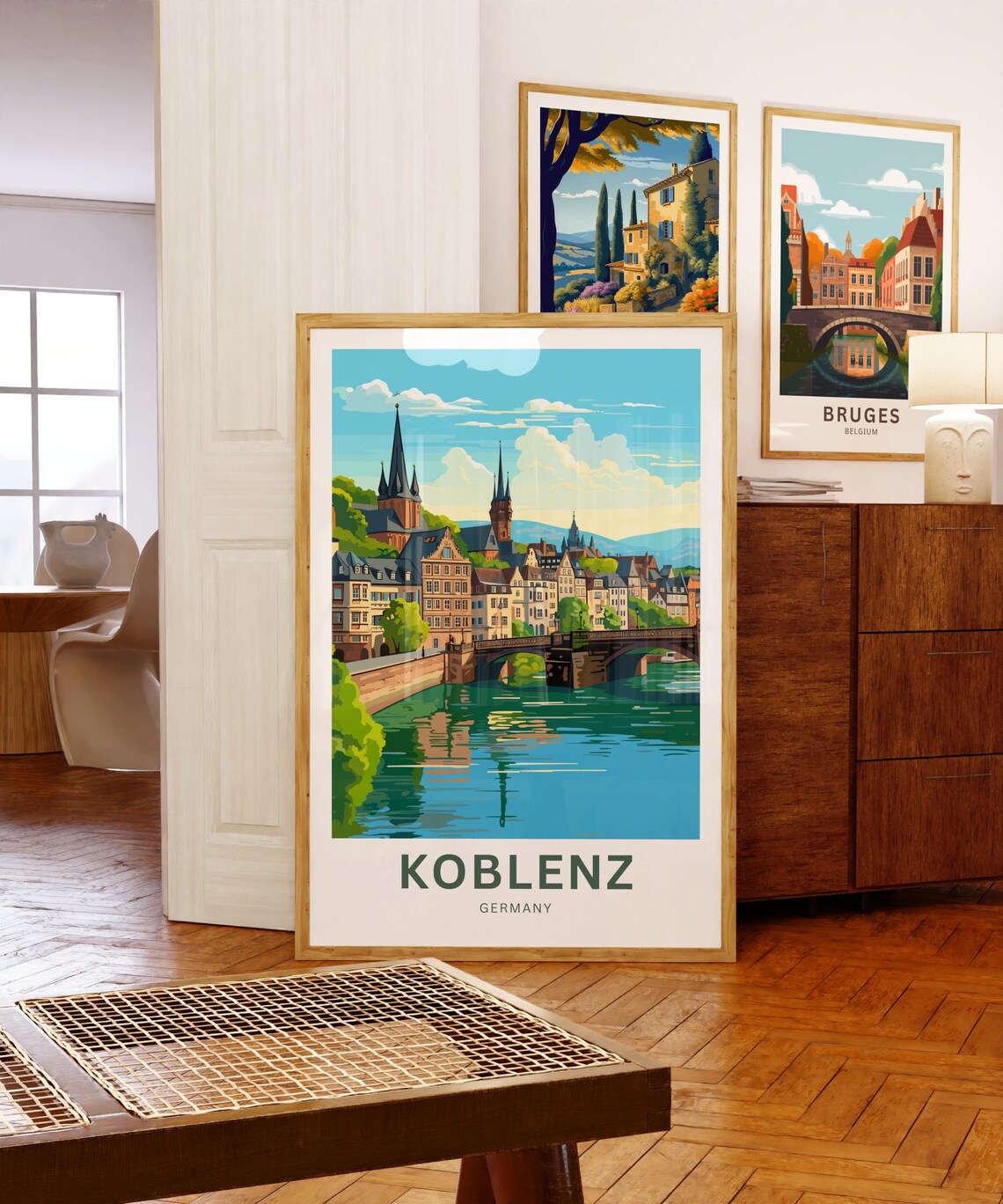 Koblenz Germany Riverside Old Town Skyline Bridge Travel Poster - Image 5