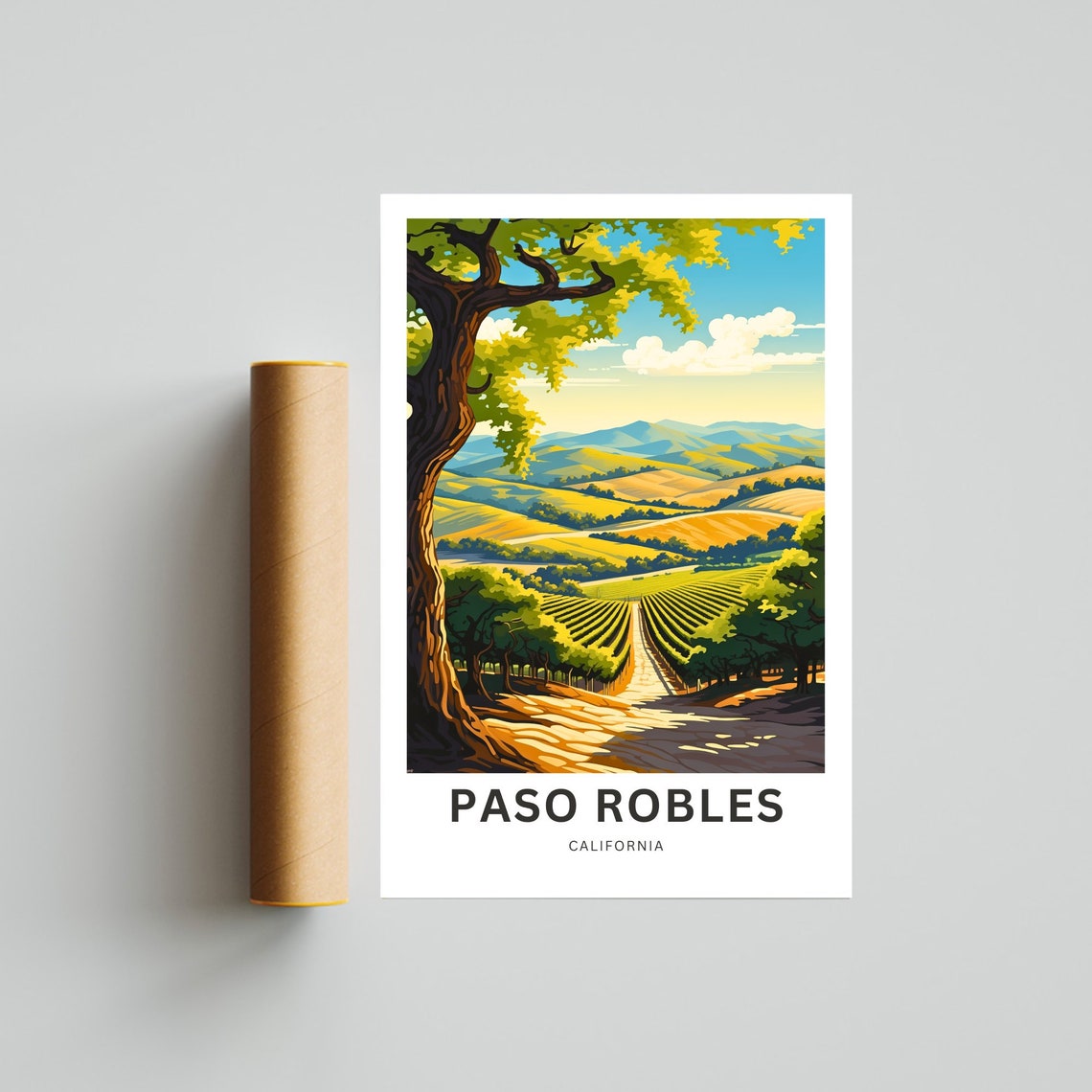 Paso Robles California Vineyard Hills Wine Country Travel Poster - Image 4