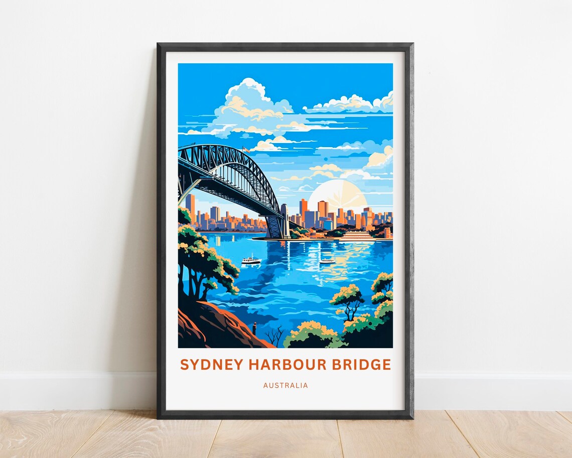 Sydney Harbour Bridge Australia Daytime Skyline Travel Poster
