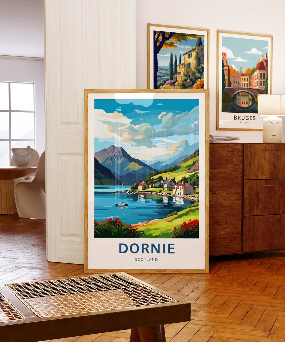 Dornie Scotland Loch Village Red Roof Sailboat Mountain Poster - Image 5