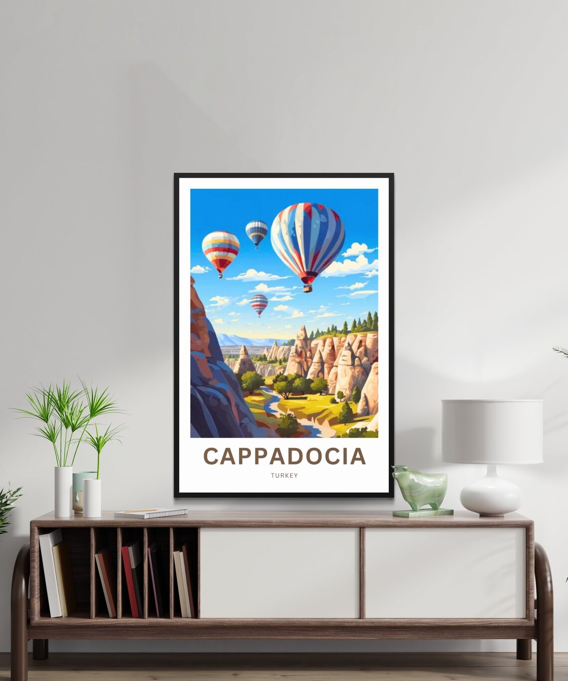 Cappadocia Turkey Poster with Colorful Striped Balloons Valley Art - Image 2