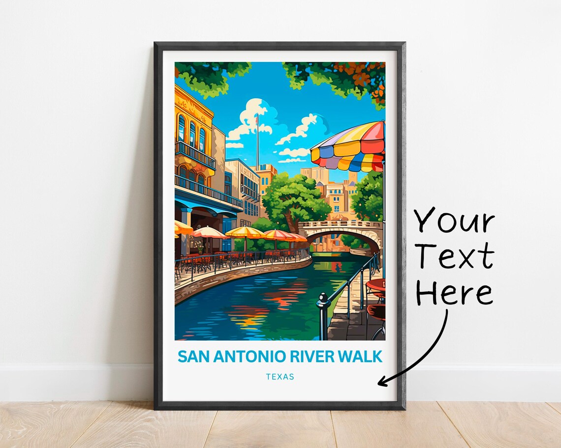 Personalized San Antonio Riverwalk Travel Poster
