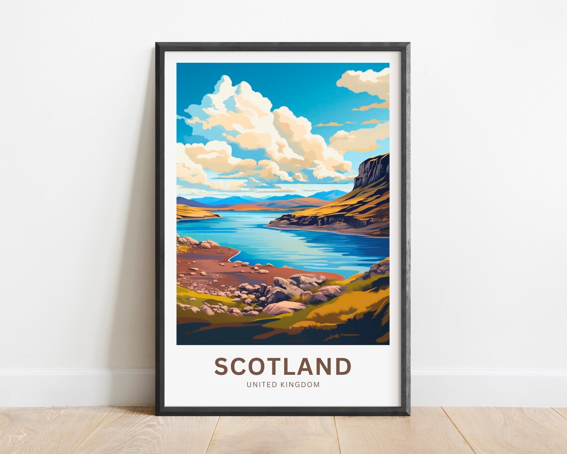 Scotland United Kingdom Highland Loch Shoreline Cliffs Poster