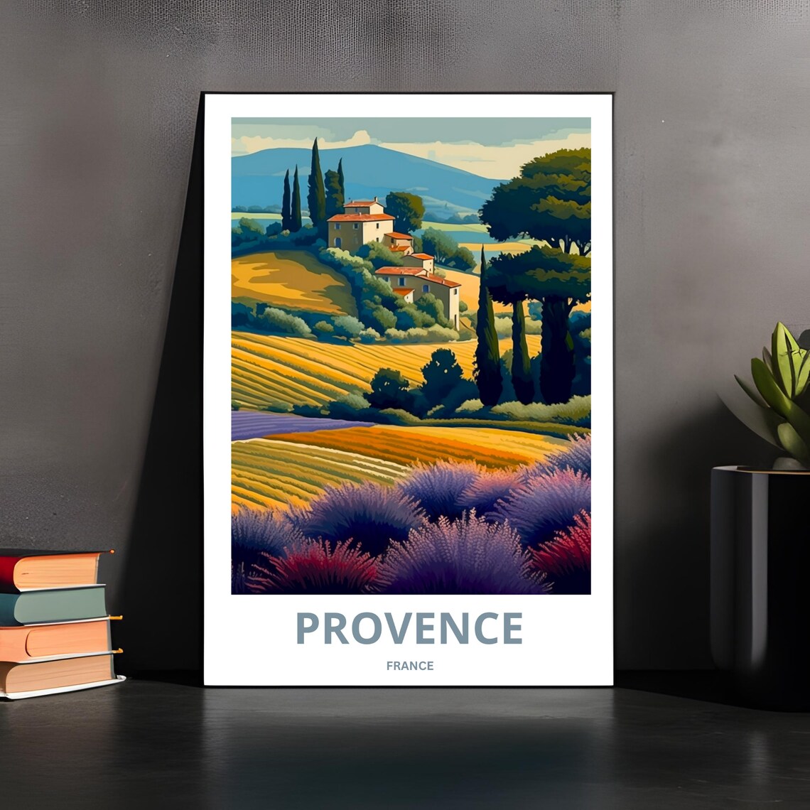 Provence France Lavender Fields Hilltop Farmhouse Summer Travel Poster - Image 3