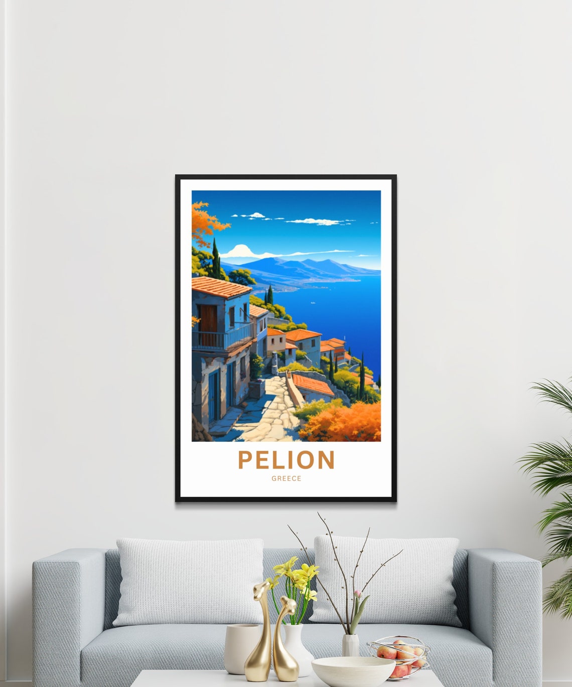 Pelion Greece Personalized Hillside Village Seaside Panorama Poster - Image 3