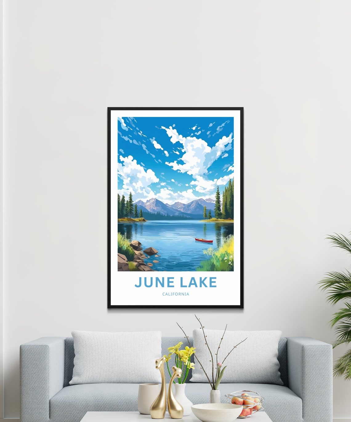 June Lake Personalized California Alpine Canoe on Lake Poster - Image 3