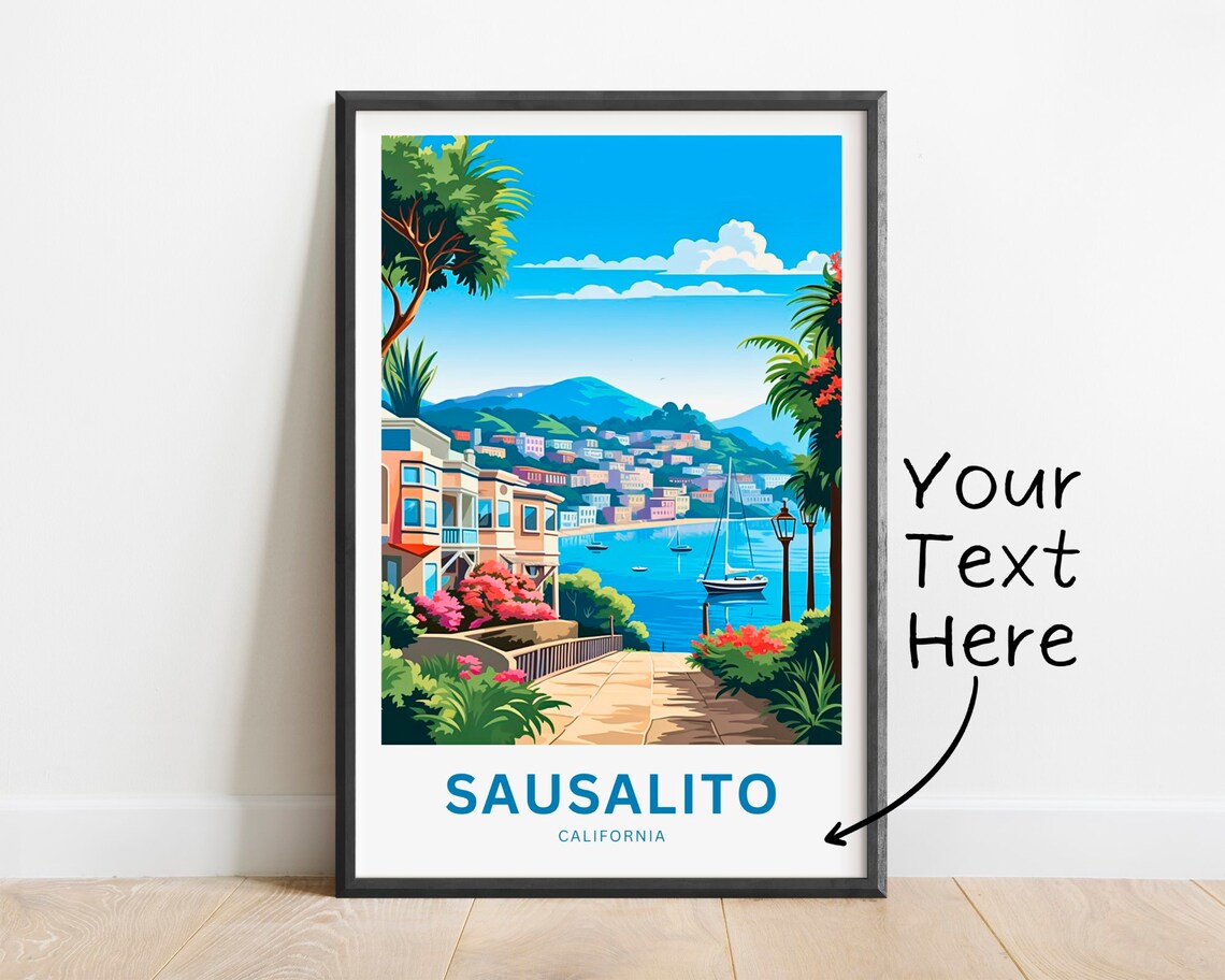 Sausalito California Flower Stairs Harbor View Personalized Poster