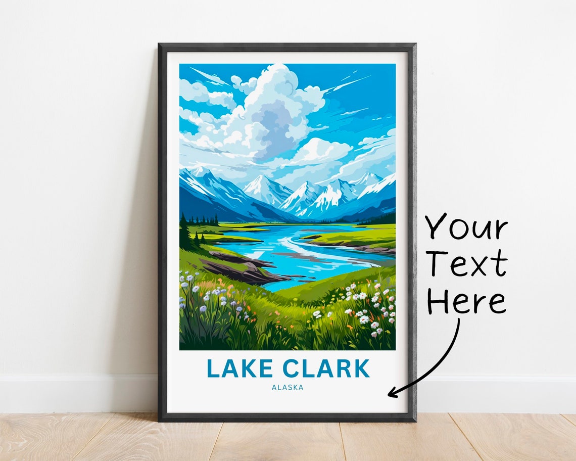 Lake Clark Alaska River Valley Mountains Personalized Poster