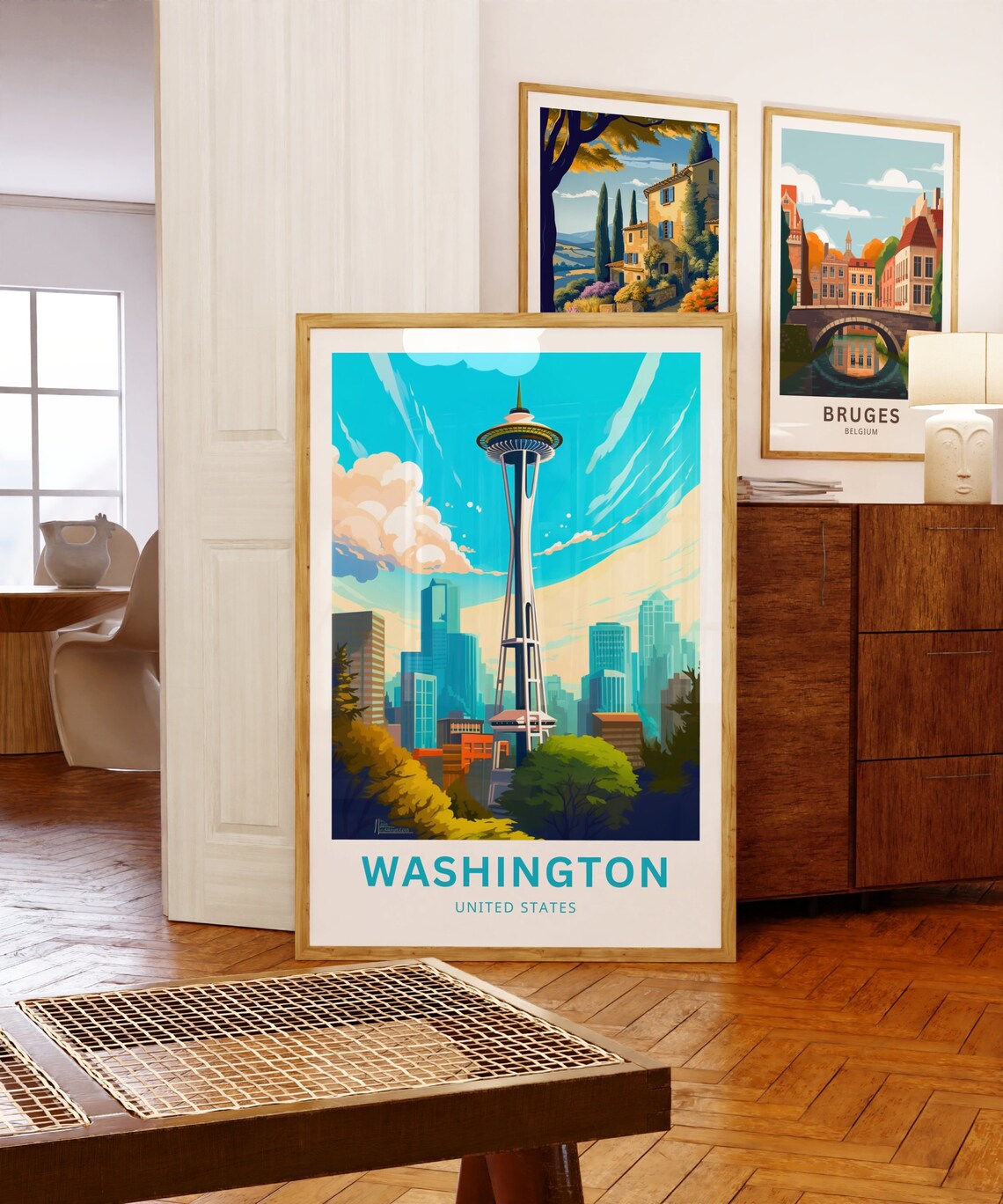 Washington Seattle Space Needle Skyline Cityscape Travel Poster - Image 5
