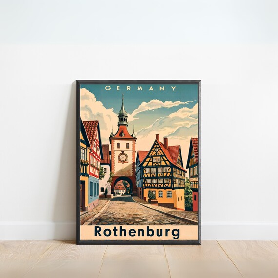 Rothenburg Germany Vintage Travel Poster Medieval Old Town Art