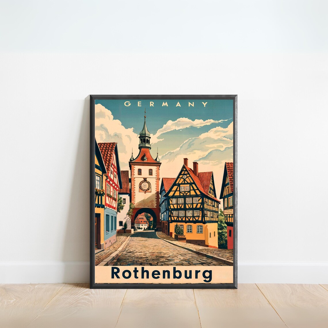 Rothenburg Germany Vintage Travel Poster Medieval Old Town Art