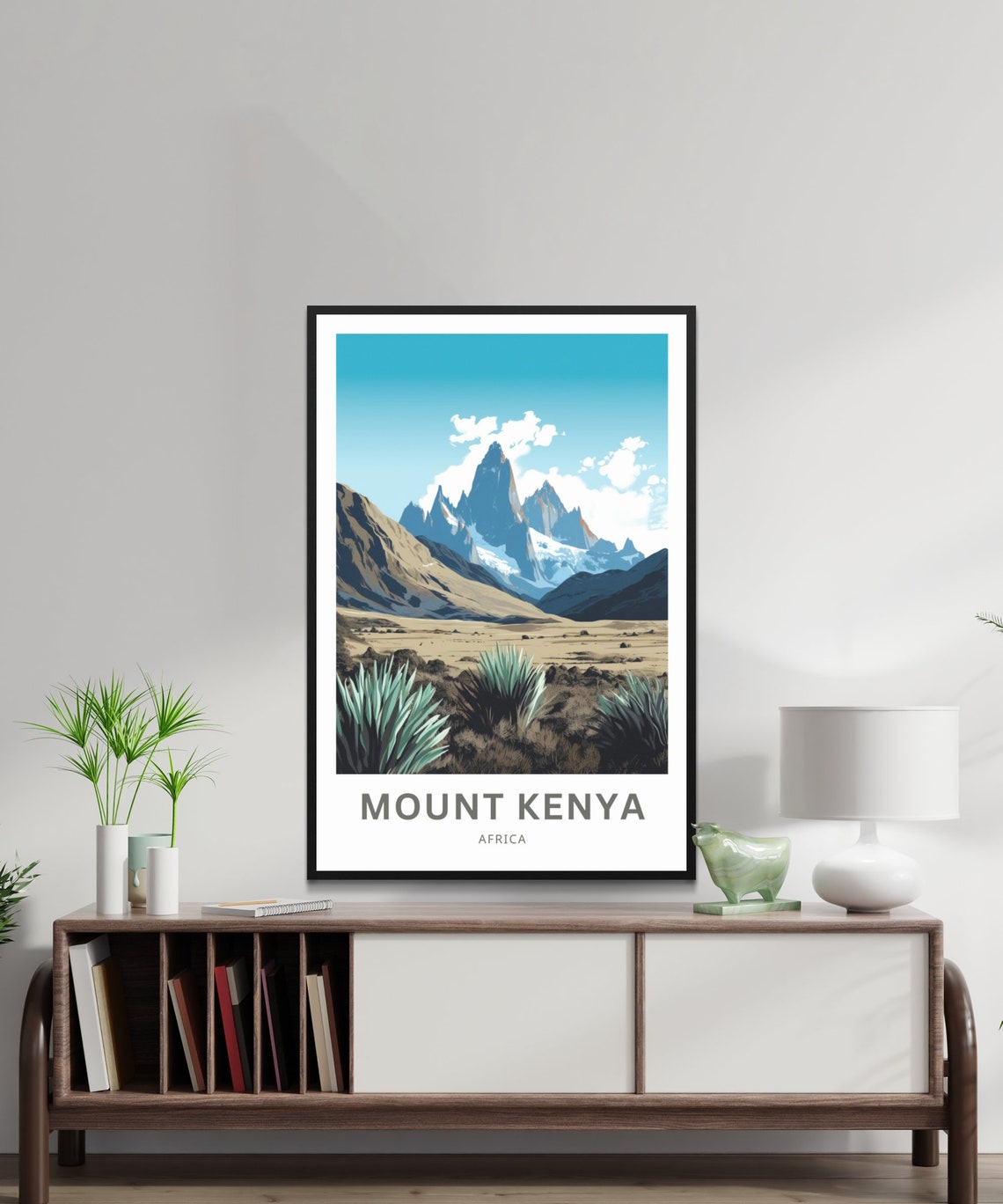 Mount Kenya Africa Jagged Peak Trek Personalized Mountain Poster - Image 2