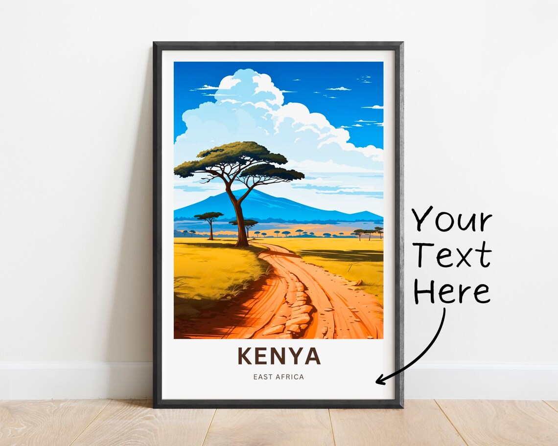 Kenya East Africa Red Road Savanna Personalized Safari Poster