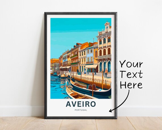 Aveiro Portugal Canal Boats Personalized Vintage Travel Poster