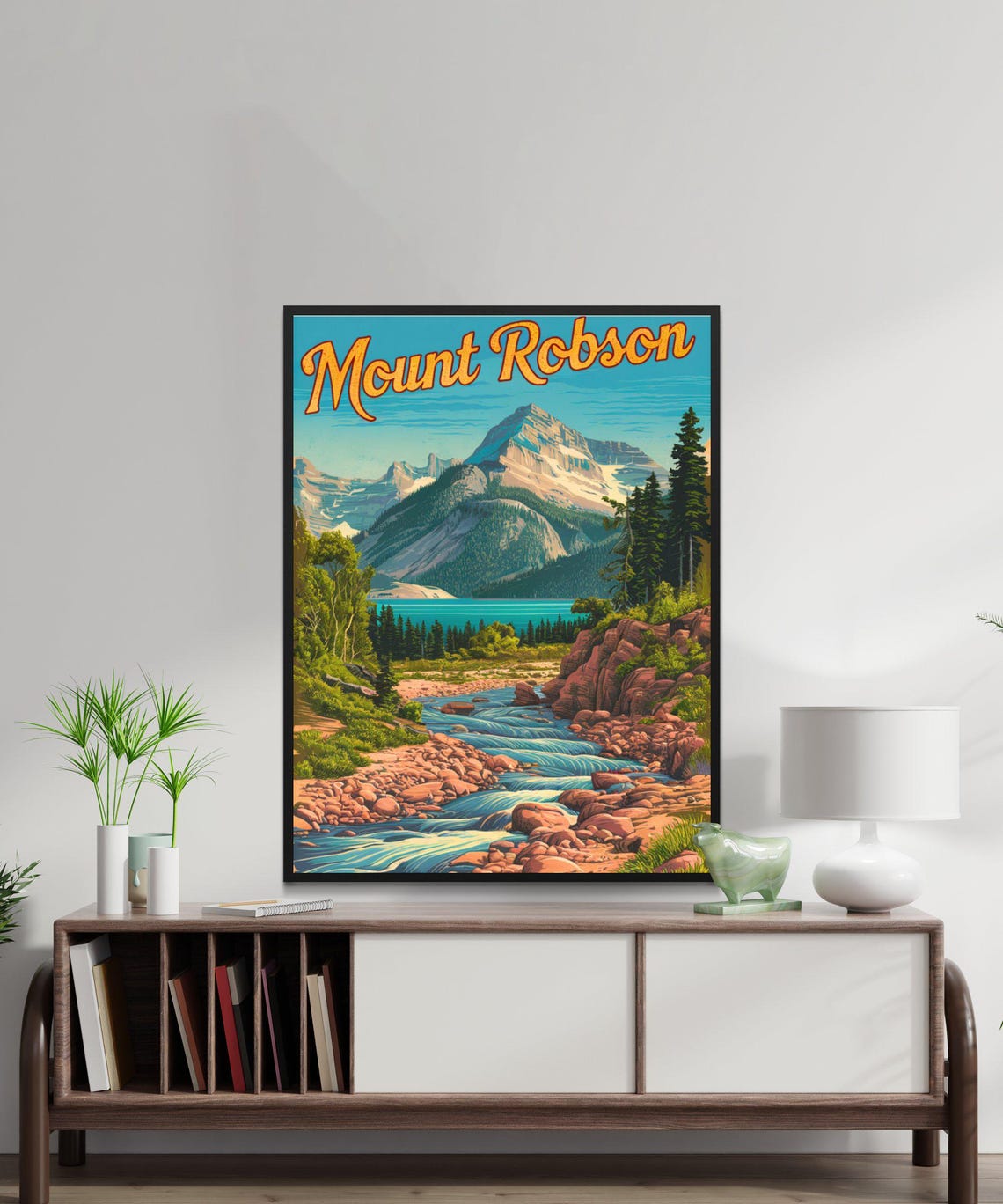 Mount Robson Canada Alpine Peak Stream Retro Travel Poster Art - Image 2
