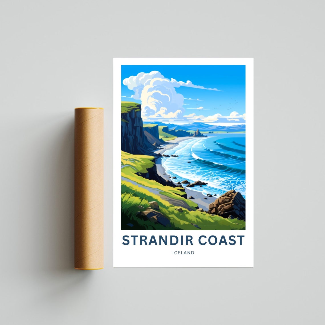 Strandir Coast Iceland Ocean Cliffs Beach Bright Travel Poster - Image 4