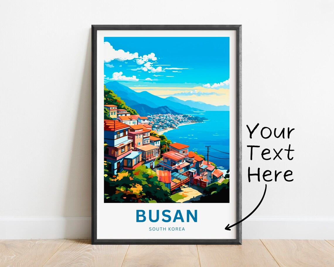 Busan South Korea Colorful Hillside Village Personalized Travel Poster